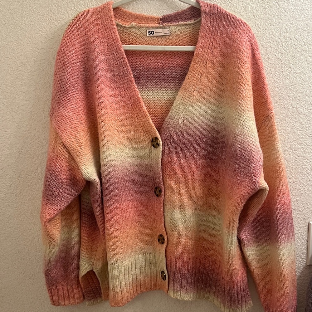 SO Women's Gradient Pink and Orange Cardigan